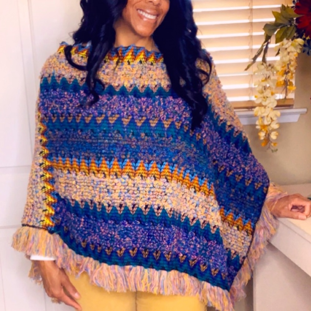 Multicolor Knitted Poncho